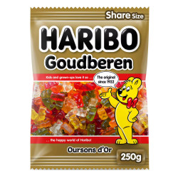 Sachet Haribo Oursons d'Or 250g bonbons gélifiés aux fruits prix discount Province de Liège.