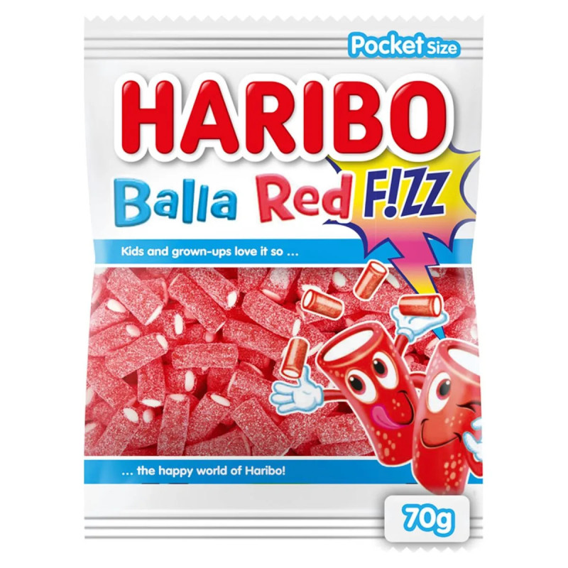 Sachet Haribo Balla Red Fizz 70g bonbons acidulés prix discount Liège.