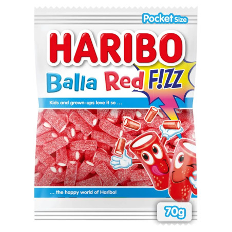 Sachet Haribo Balla Red Fizz 70g bonbons acidulés prix discount Liège.