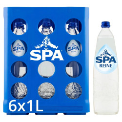 Pack 6 bouteilles verre 1L eau plate Spa Reine prix discount Province de Liège.