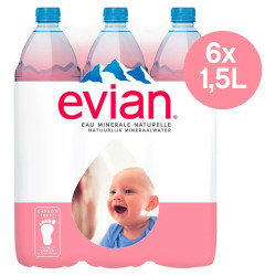 Pack 6 bouteilles 1,5L eau plate Evian prix discount Province de Liège.