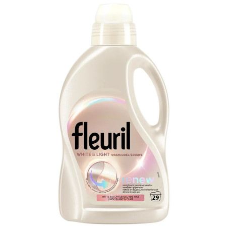 Bidon lessive Fleuril Blanc et Clair 1,305L 29 doses éclat du blanc prix discount Liège.