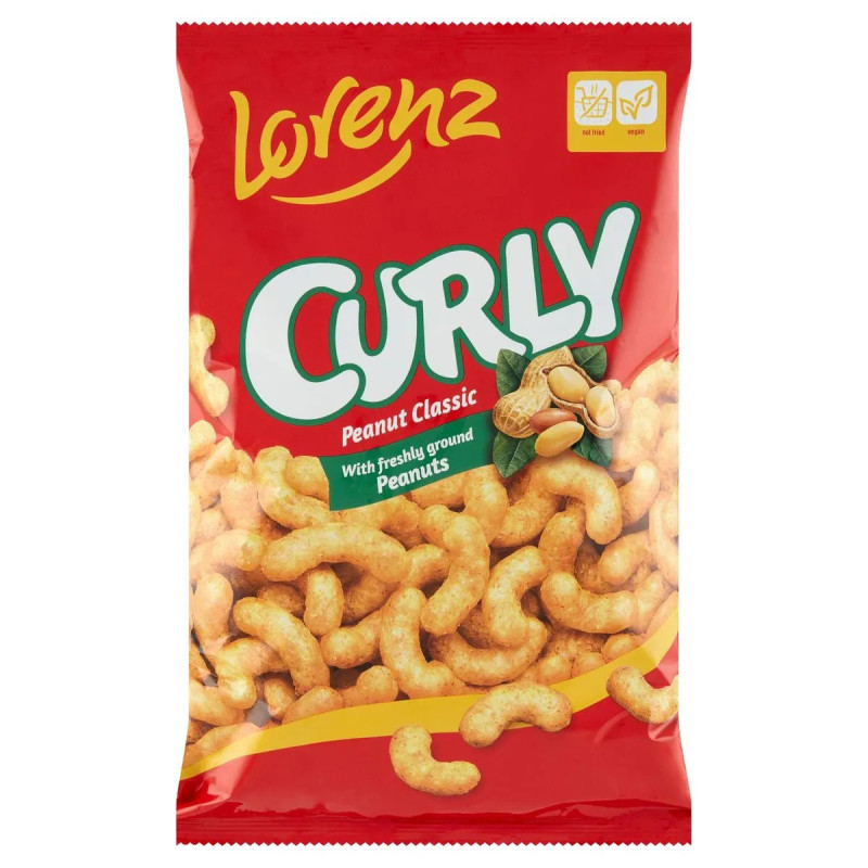 Sachet 120g Lorenz Curly Peanut Classic chips soufflées cacahuète prix discount.