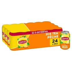 Plateau 24 canettes 33cl Lipton Ice Tea Pêche Import thé glacé rafraîchissant prix discount.