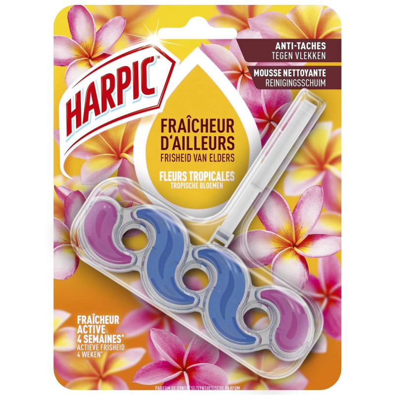 Bloc WC Harpic Fleurs Tropicales 1 pièce nettoyage actif et parfum exotique prix discount Liège.