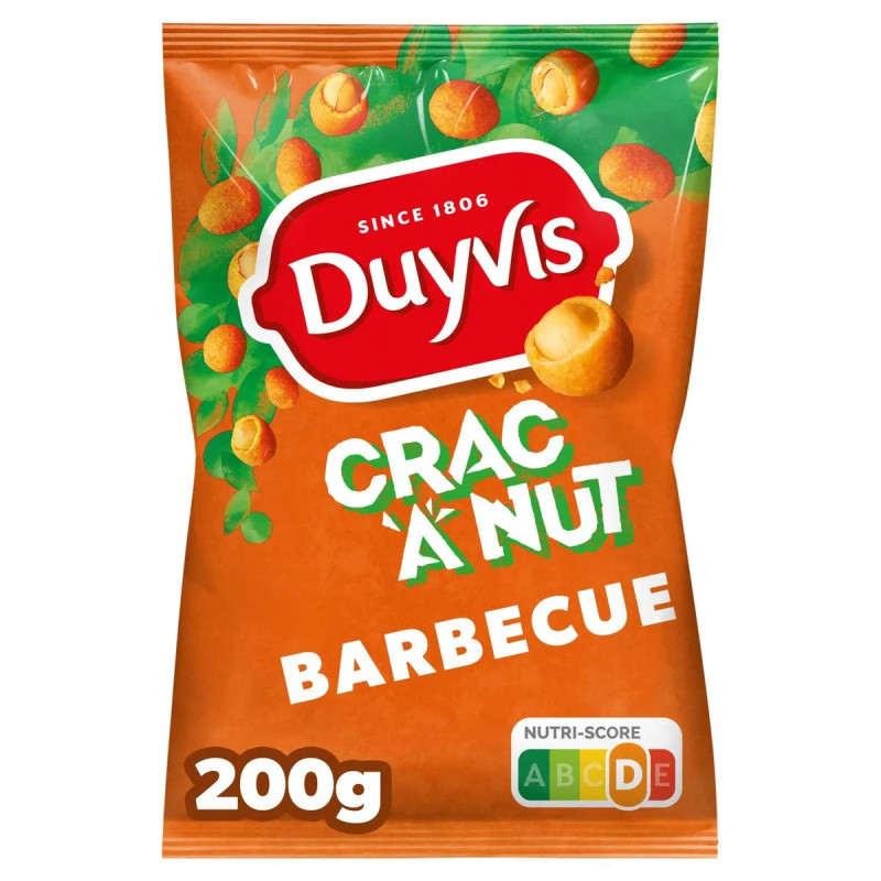 Sachet 200g Duyvis Crac'A'Nut Barbecue cacahuètes enrobées prix discount Liège.