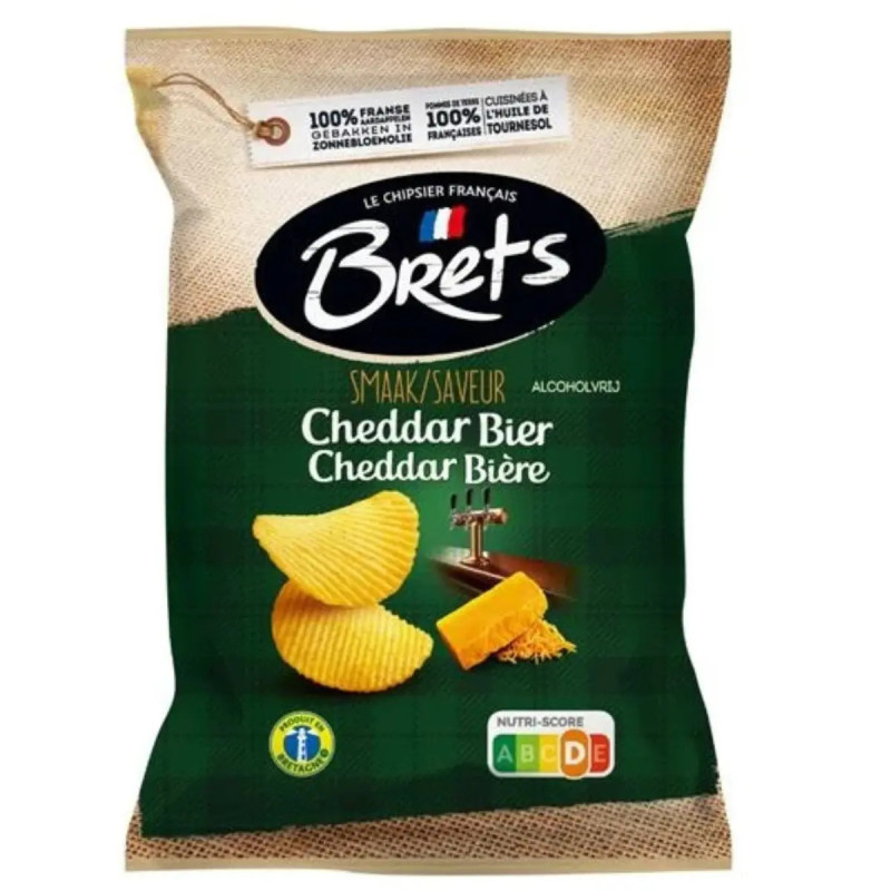 Chips Brets Cheddar Bière 125g saveur fromage anglais et malt prix discount Liège.
