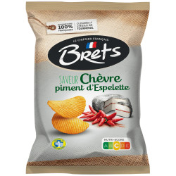 Sachet chips Brets Chèvre Piment d'Espelette 125g saveur terroir prix discount Liège.