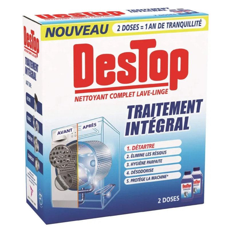 Pack 2 flacons 250ml Destop Nettoyant Lave-Linge hygiène totale prix discount Liège.