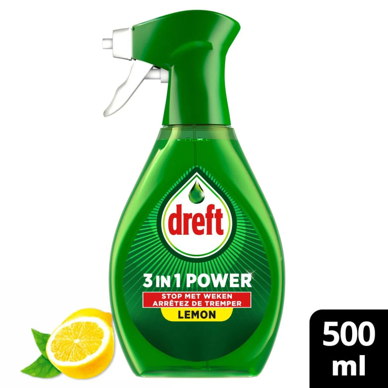 Flacon pulvérisateur Dreft 3en1 Power Spray Citron 500ml liquide vaisselle prix discount Liège.