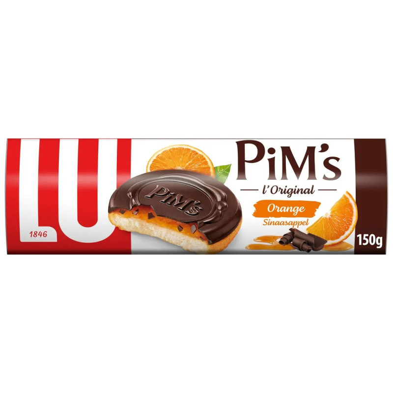 Paquet biscuits LU Pims Orange 150g génoise chocolat prix discount Liège.