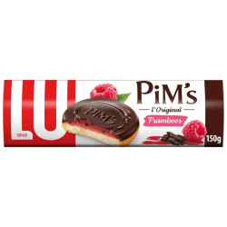 Paquet biscuits LU Pims Framboise 150g génoise chocolat noir prix discount Liège.