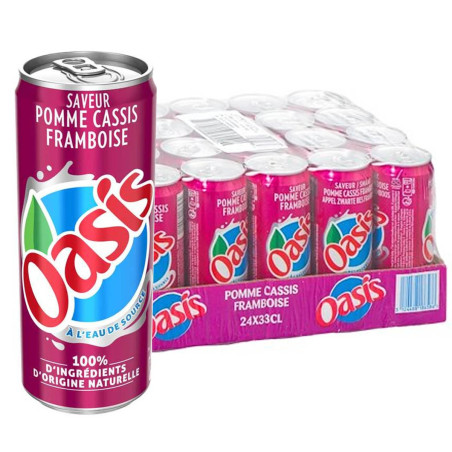 Plateau 24 canettes 33cl Oasis Pomme Cassis Framboise boisson fruits prix discount Liège.