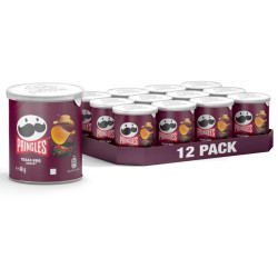 Pack 12 boîtes Pringles Texas BBQ 40g chips fumées format pocket prix discount Liège.