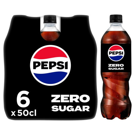 Pack 6 bouteilles 50cl Pepsi Zéro Sugar boisson cola sans sucres prix discount Liège.