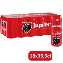 Pack 18 canettes 35,5cl Jupiler Pils bière blonde belge prix discount Province de Liège.