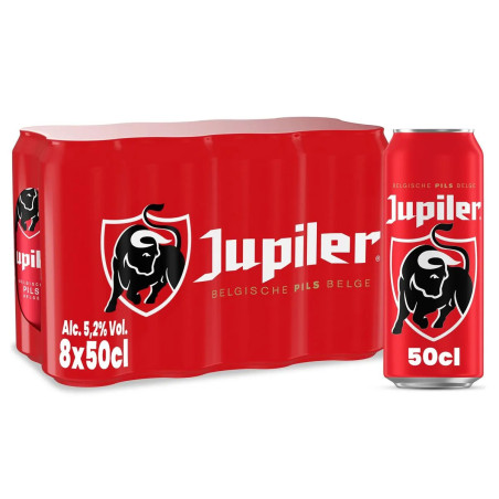 Pack 8 canettes 50cl Jupiler Pils bière blonde belge prix discount Province de Liège.