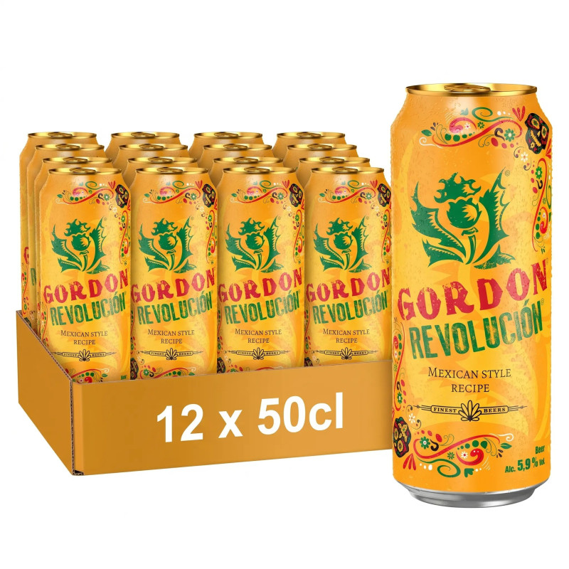 Pack 12 canettes 50cl Gordon Revolucion bière 5,9% prix discount Liège.