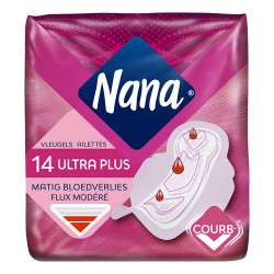 Nana Ultra Régulier Plus Ailettes Serviettes Hygiéniques 14 Pièces
