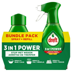 Dreft 3en1 Power Spray Citron Liquide Vaisselle 2x500 Ml