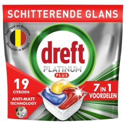 Dreft Platinum Plus Citron Anti-Terne Tabs Lave-Vaisselle 19 Doses