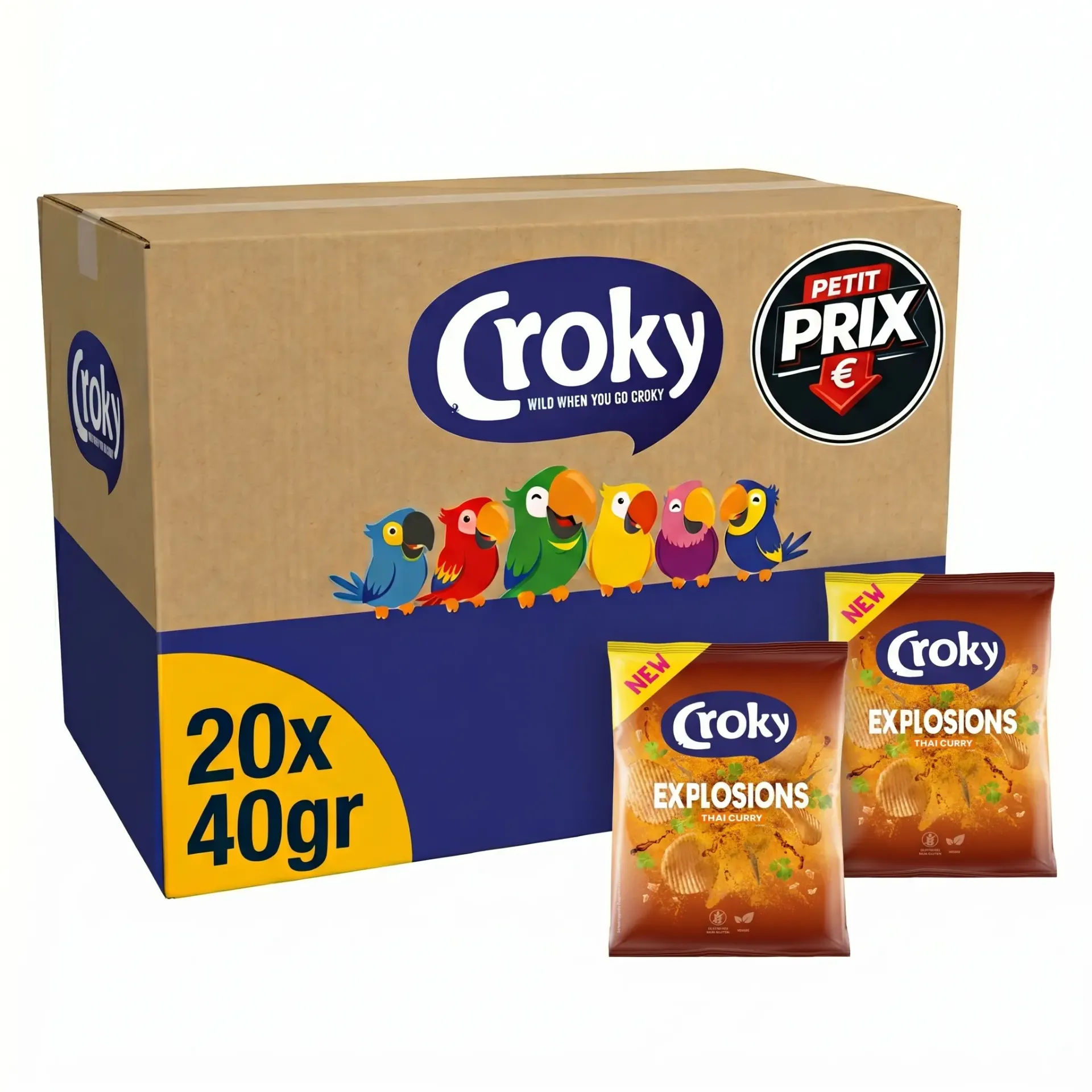 [CRO004] Croky Explosions Thaï Curry Chips 20x40 Gr
