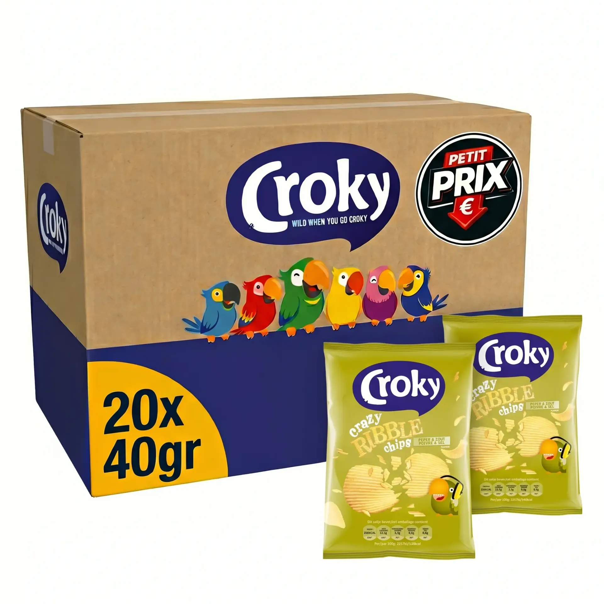 Croky Ribble Poivre & Sel Chips 20x40 Gr