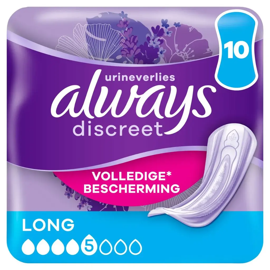 Always Discreet Long Serviettes Hygiéniques 10 Pièces