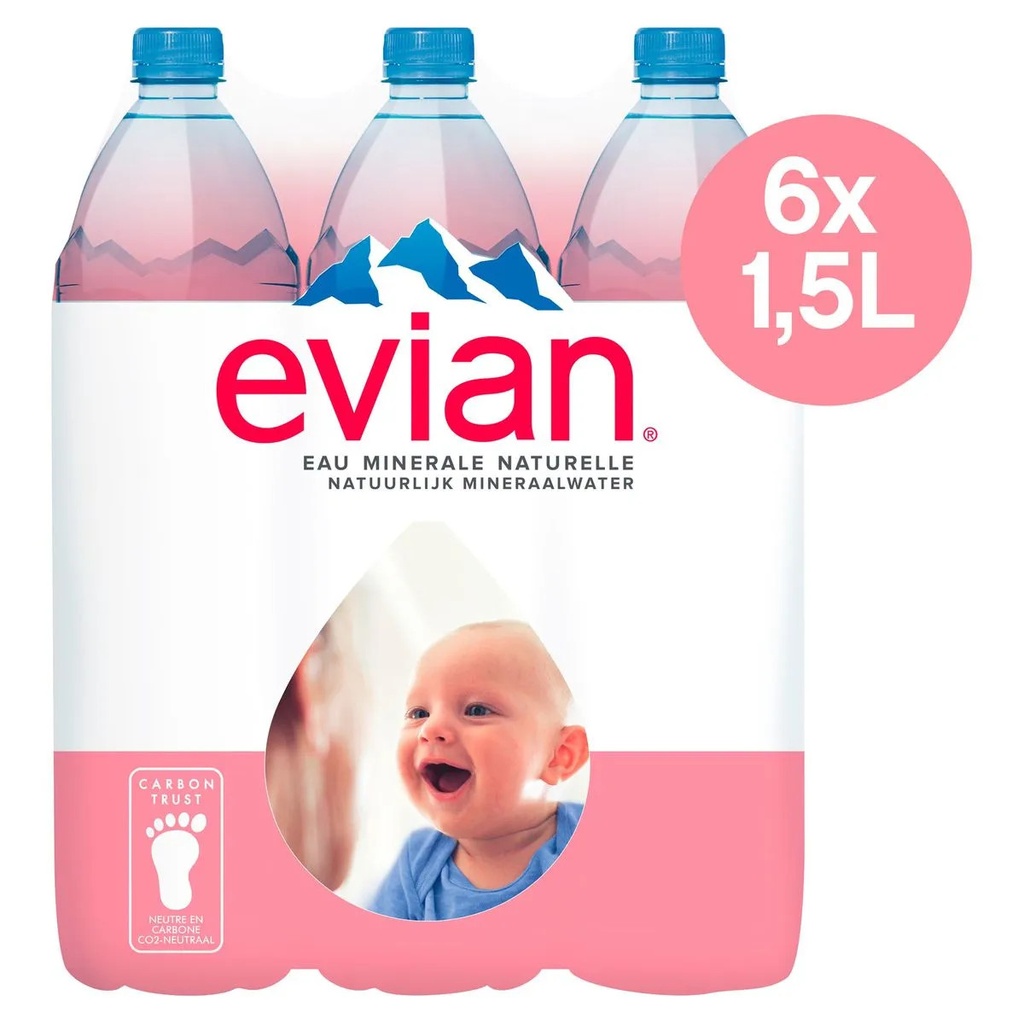 Evian Eau Plate Bouteille 6x1,5 L