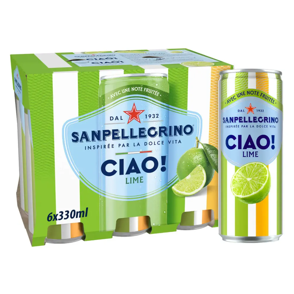 San Pellegrino Ciao Lime Eau Aromatisée Canette 6x33 Cl