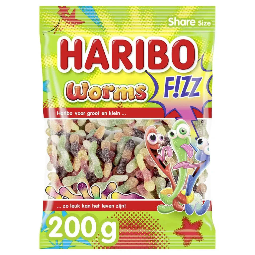 Haribo Worms Fizz Bonbons 200 Gr