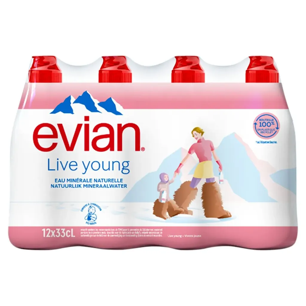 Evian Eau Plate Bouteille Bouchon Sport 12x33 Cl