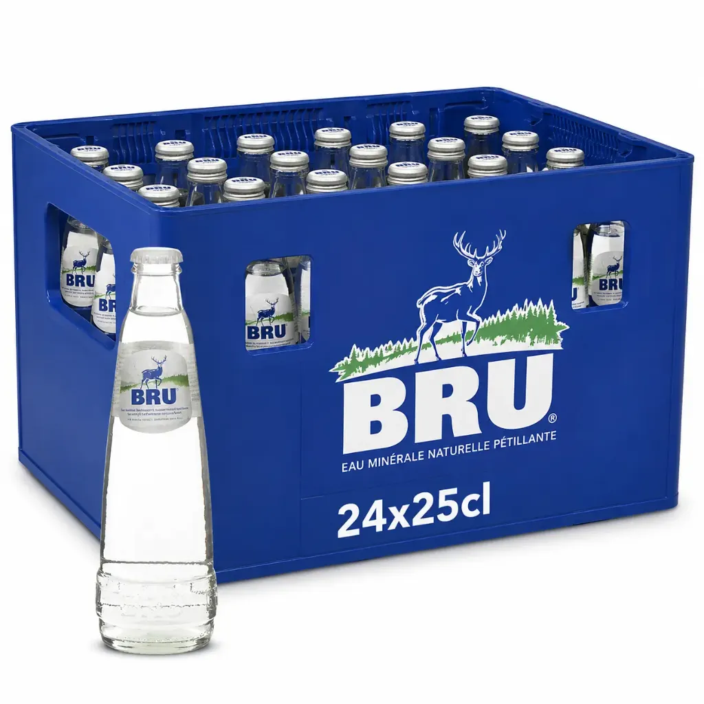 Bru Eau Pétillante Casier Bouteille Verre 24x25 Cl