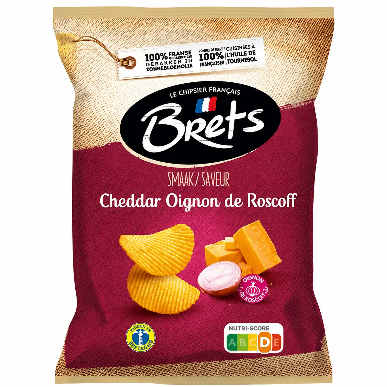 Brets Cheddar Oignon de Roscoff Chips 125 Gr