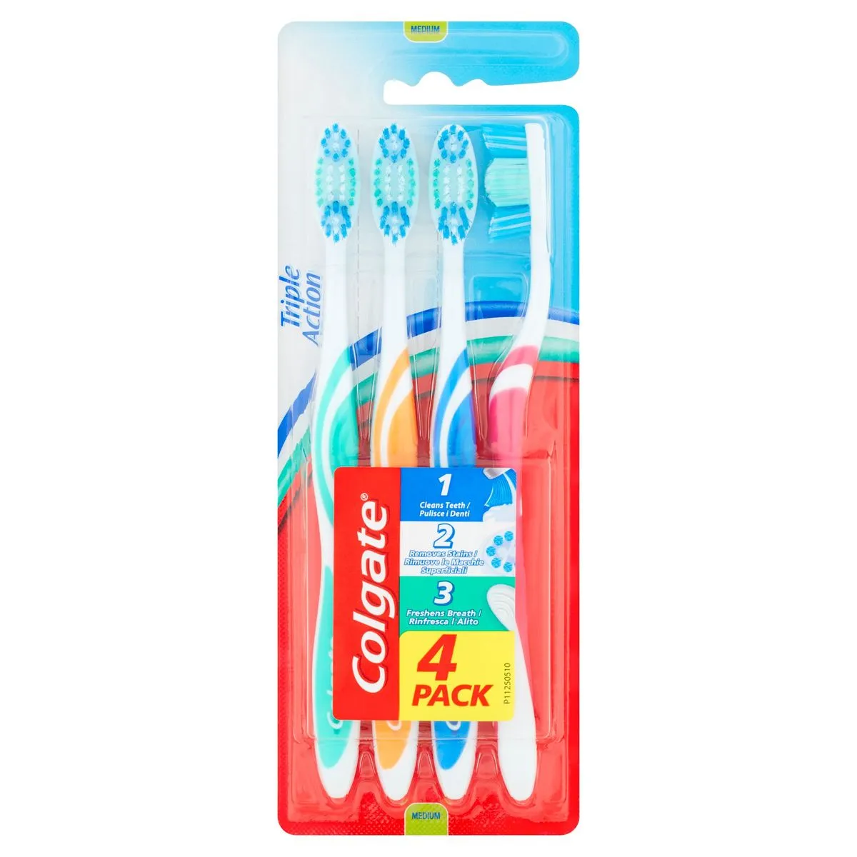 Colgate Triple Action Medium Brosses à Dents 4 Pièces