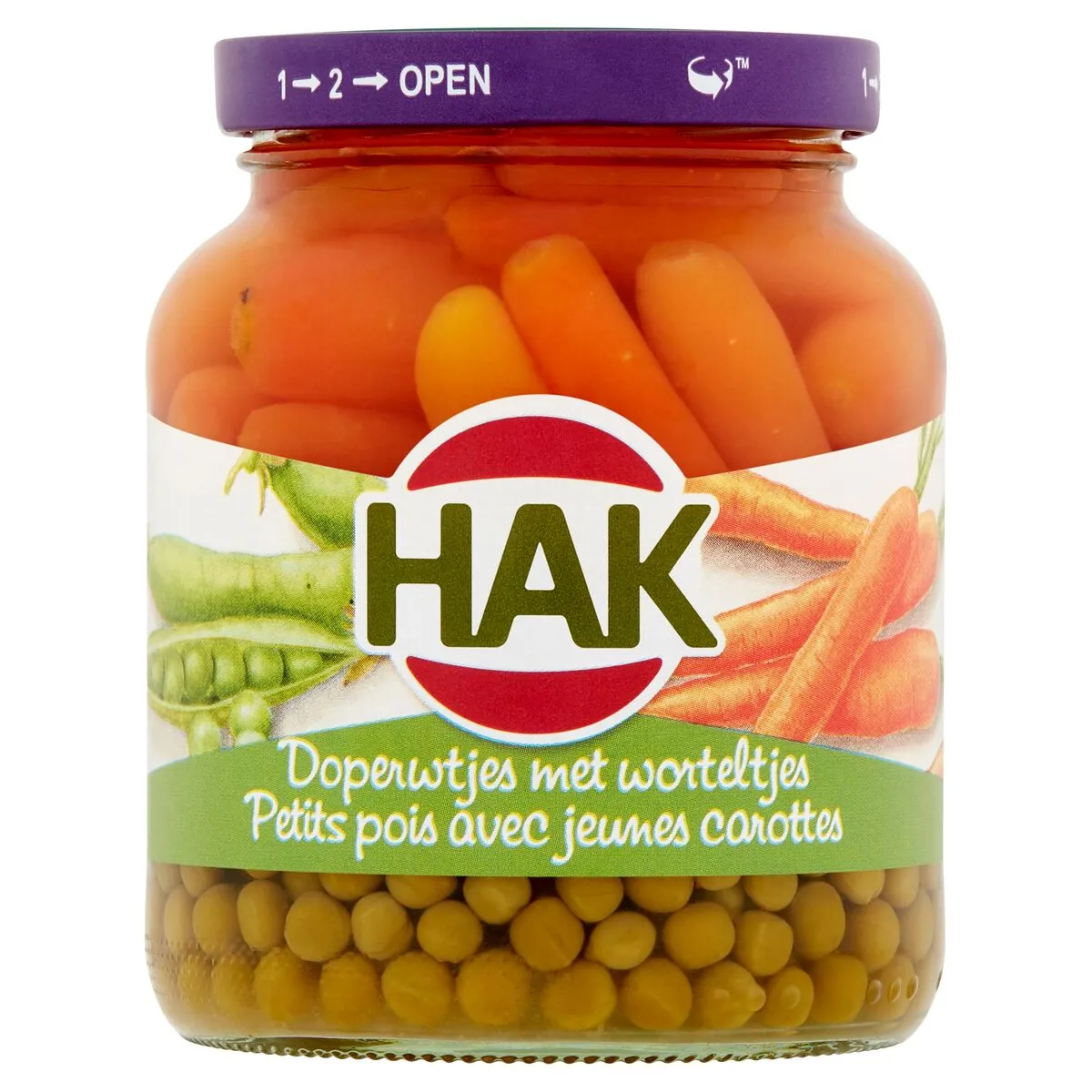 Hak Petits Pois & Jeunes Carottes Bocal 230 Gr
