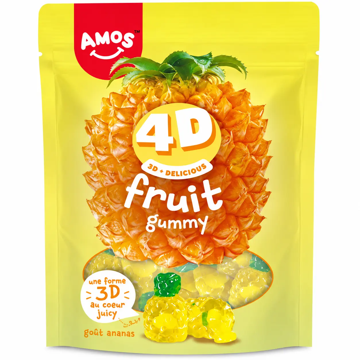 Amos 4D Fruit Gummy Ananas Bonbons 120 Gr