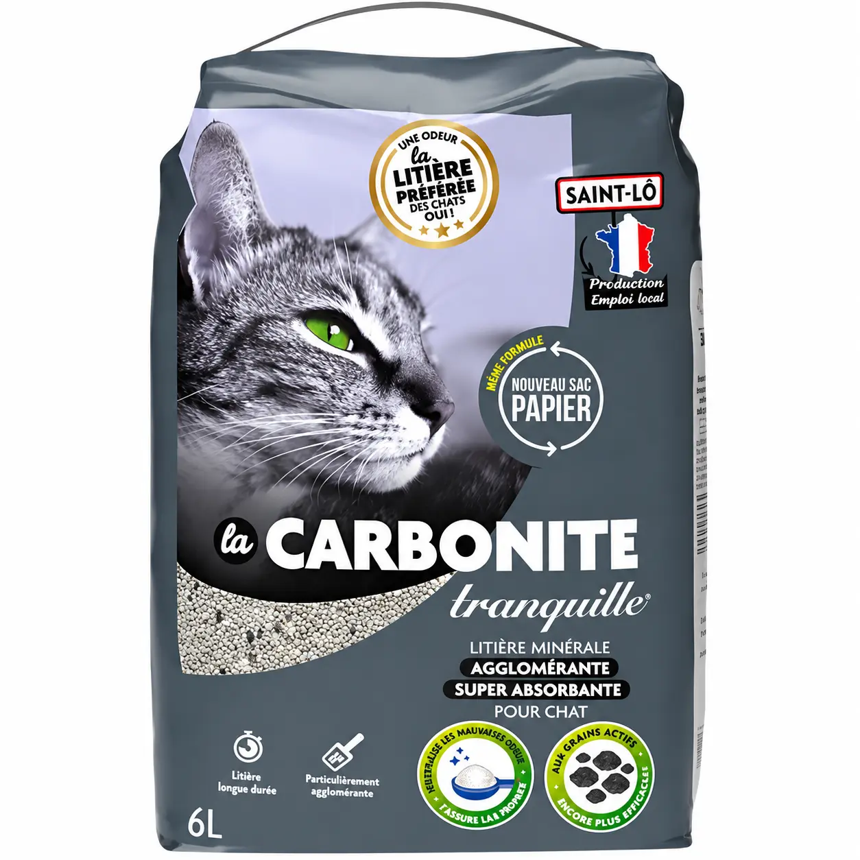 Tranquille la Carbonite Litière Minérale Agglomérante pour Chats 6 L