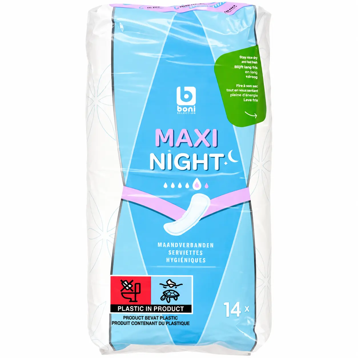 Boni Maxi Night Serviettes Hygiéniques 14 Pièces
