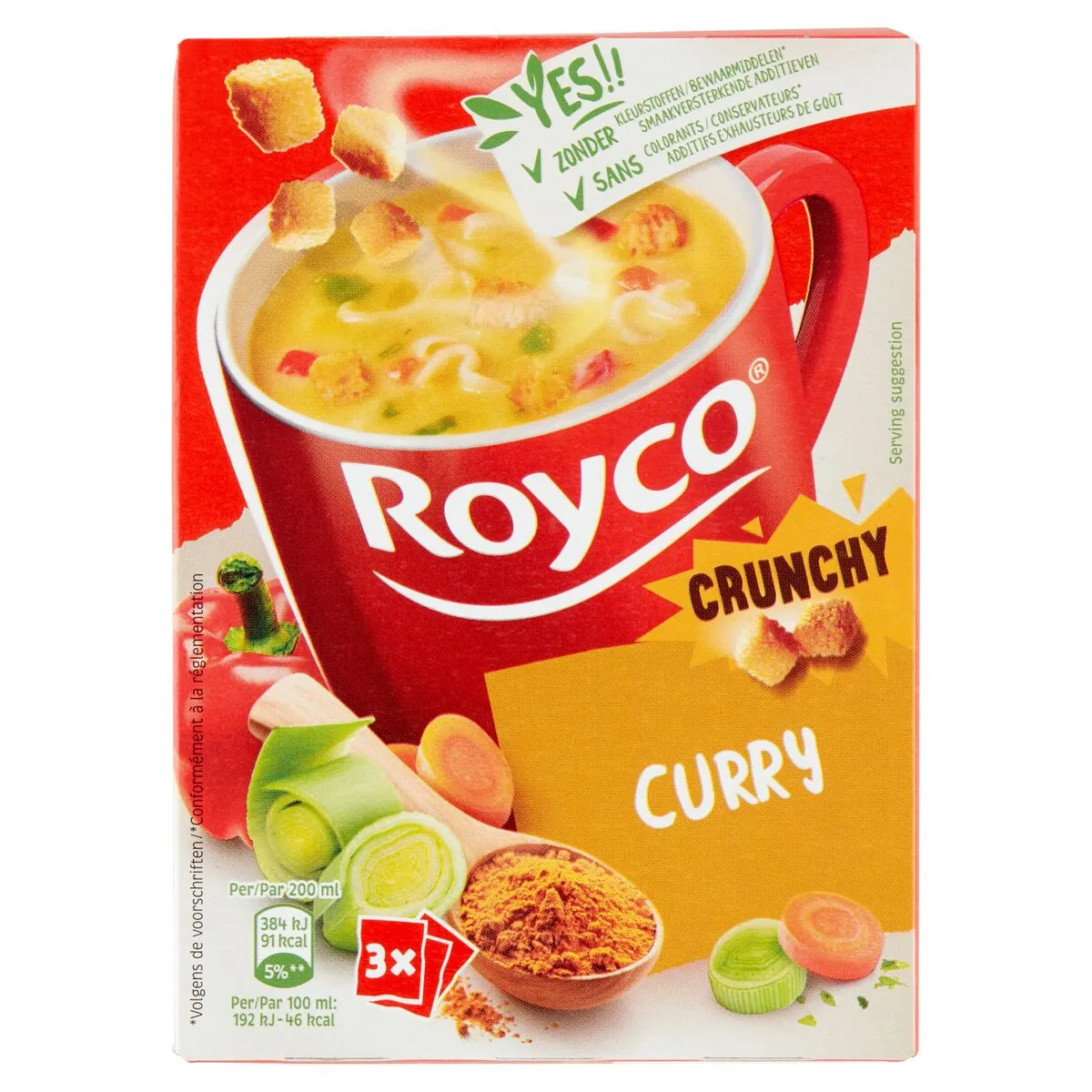 Royco Crunchy Curry Soupe en Sachets 3x19,6 Gr
