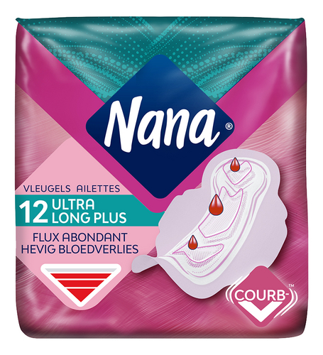 Nana Ultra Long Plus Ailettes Serviette Hygiénique 12 Pièces