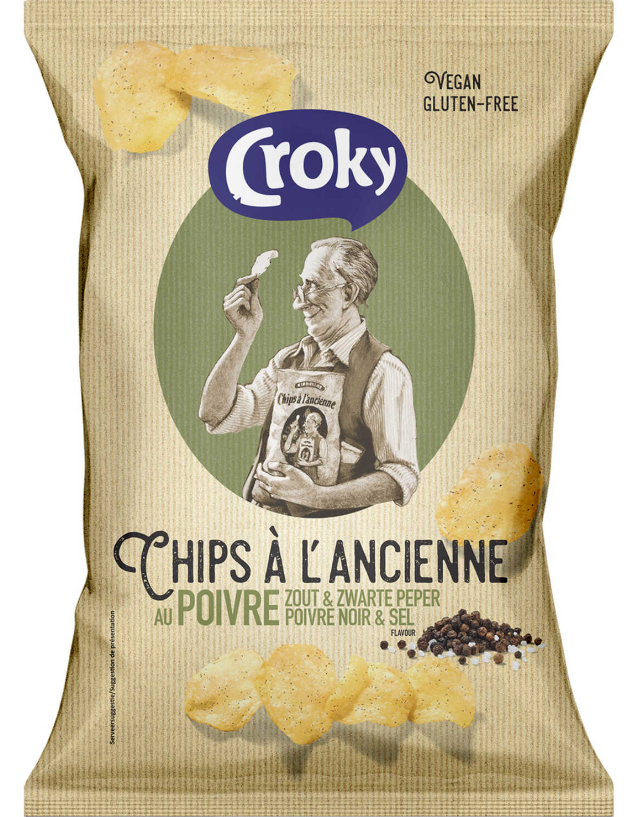 Croky Chips à l'Ancienne Poivre Noir & Sel 150 Gr