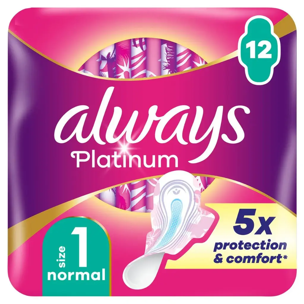 Always Platinum Normal Taille 1 Serviettes Hygiéniques 12 Pièces