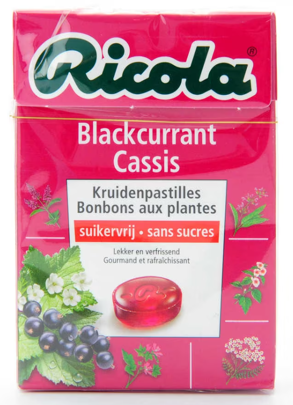 Ricola Blackcurrant Cassis Sans Sucres Pastilles 50 Gr