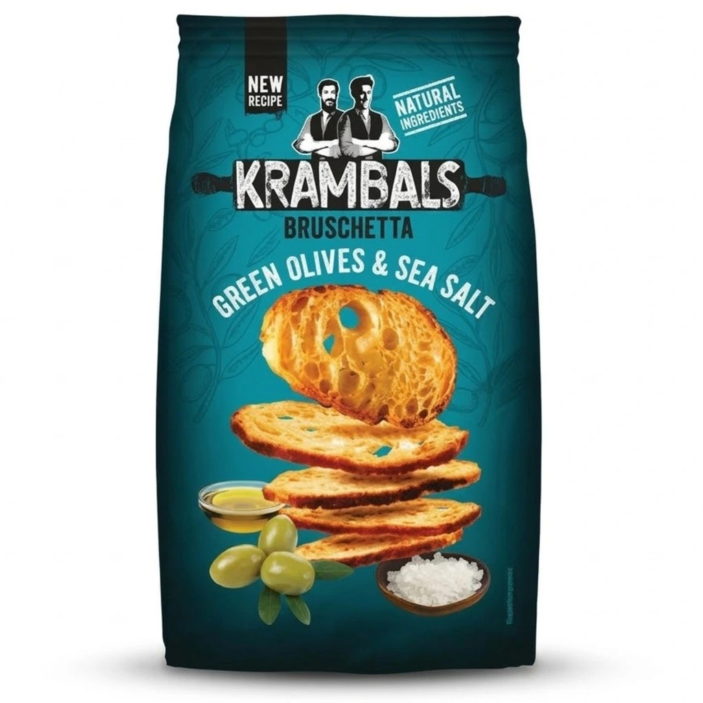 Krambals Bruschetta Olive Verte & Sel Marin Biscuits 70 Gr