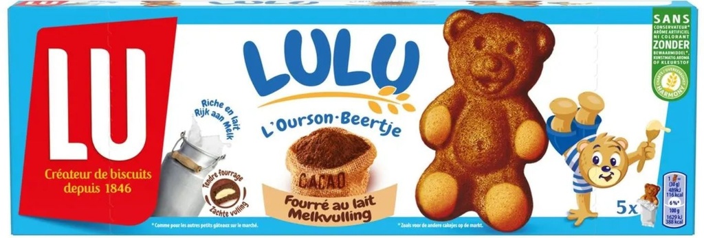 Lu Lulu Oursons Fourrés au Lait Cake 5x30 Gr