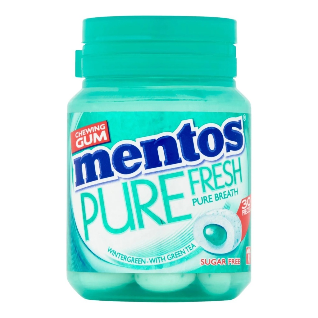 Mentos Pure Fresh Wintergreen Chewing-Gum 30 Pièces 60 Gr
