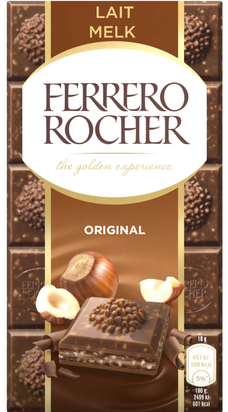 Ferrero Rocher Lait Noisettes Tablette Chocolat 90 Gr