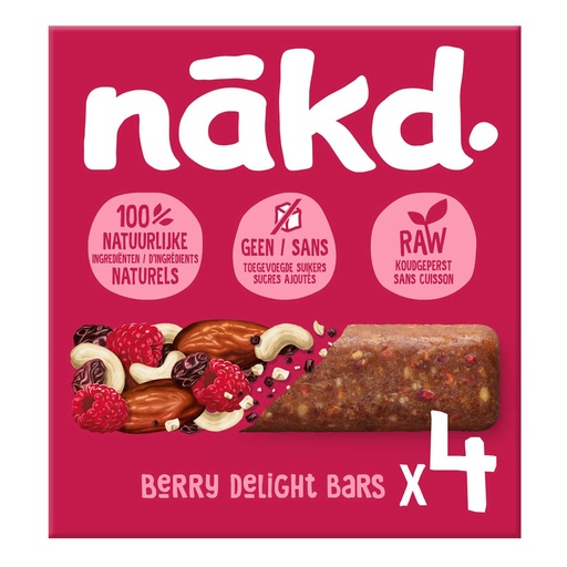 [NAKD004] Nakd Berry Delight Framboises Barres de Céréales 140 Gr