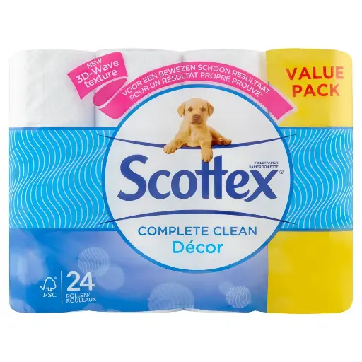 Scottex Complete Clean Décor Papier-Toilette 24 Rouleaux